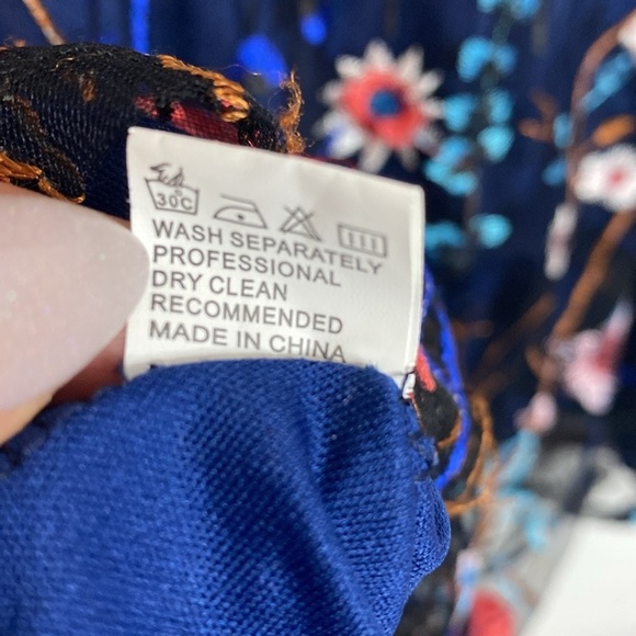 Floral Embroidered Sheer Sleeve Dress - Picture 7 of 8